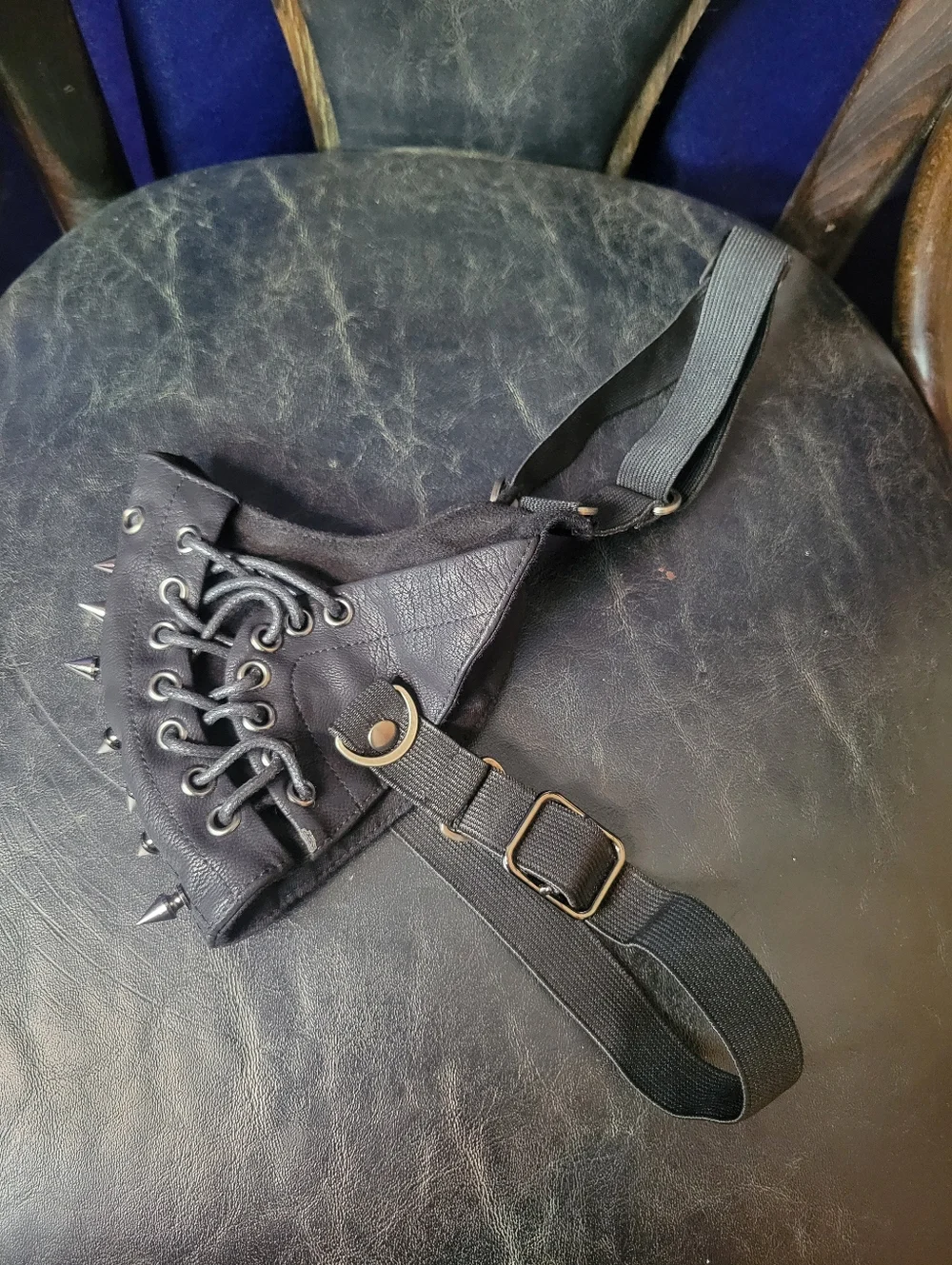 Black Spiked Lace-Up Face Mask, Read description